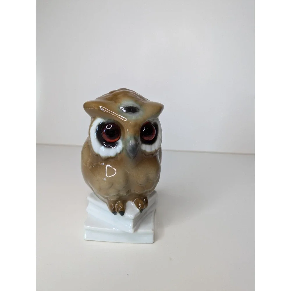 Vintage Gerold Porzellan West Germany Porcelain Owl On Stack Of Books Figurine